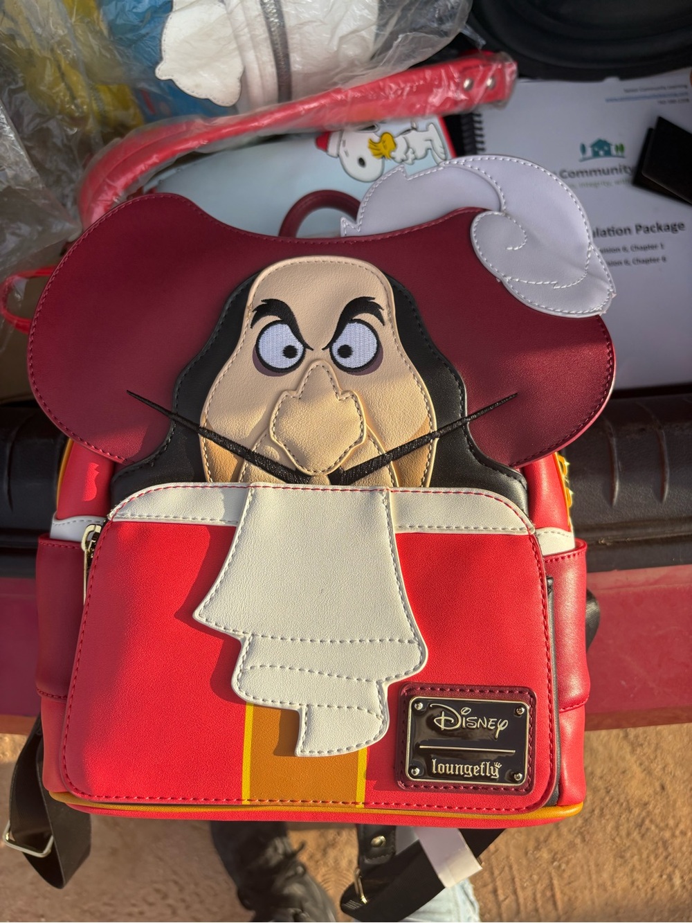 Loungefly Red and Cream Captain Hook Mini Backpack